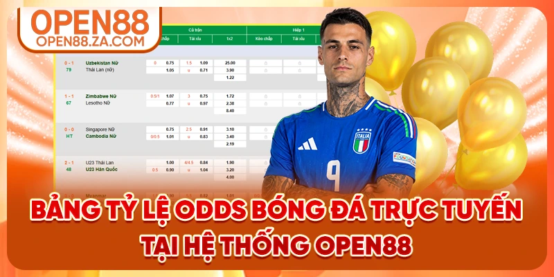 Bảng tỷ lệ odds bóng đá trực tuyến tại hệ thống OPEN88